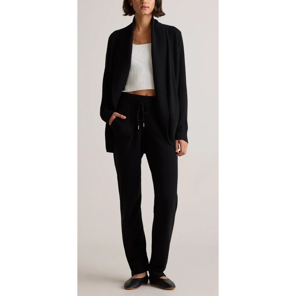 NWT‎ Quince Mongolian Cashmere Open Cardigan Sweater Black XS